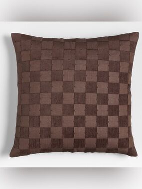CRATE & BARREL - Woven Organic Cotton/Linen Square Throw Pillow in Brown